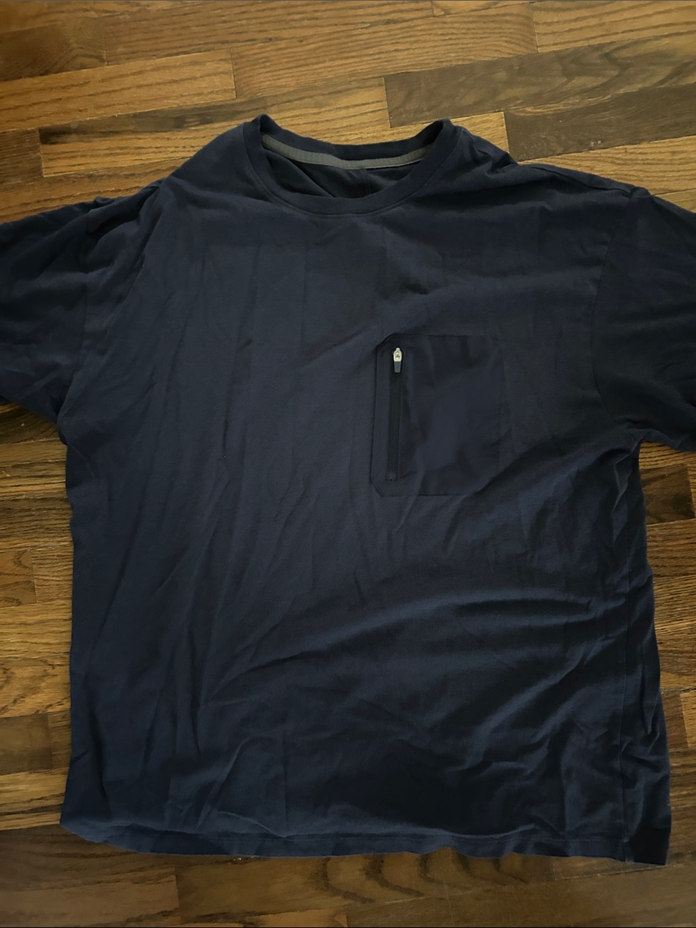 all in motion Navy Short-Sleeve Crew with Zip Chest Pocket
